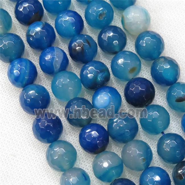 blue Agate Beads, faceted round