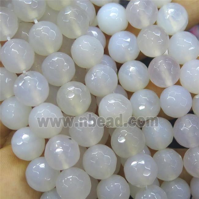 white Agate Beads, faceted round