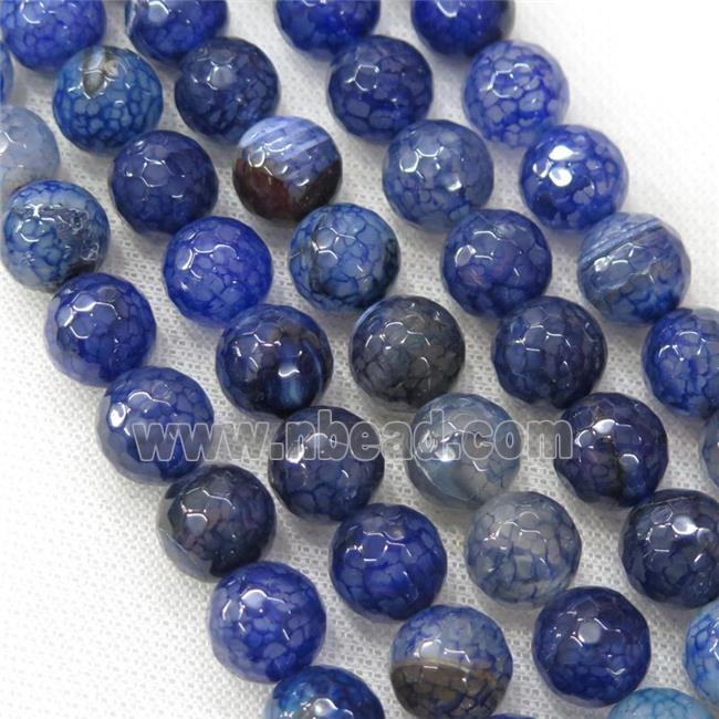 blue Veins Agate Beads, faceted round