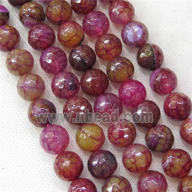 red veins Agate beads, faceted round