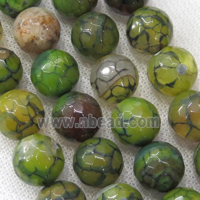 green veins Agate Beads, faceted round