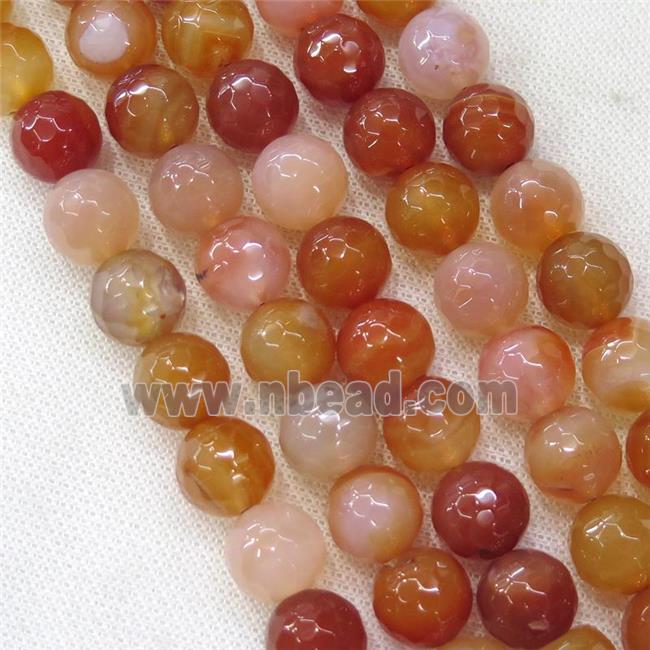 red Agate Beads, faceted round