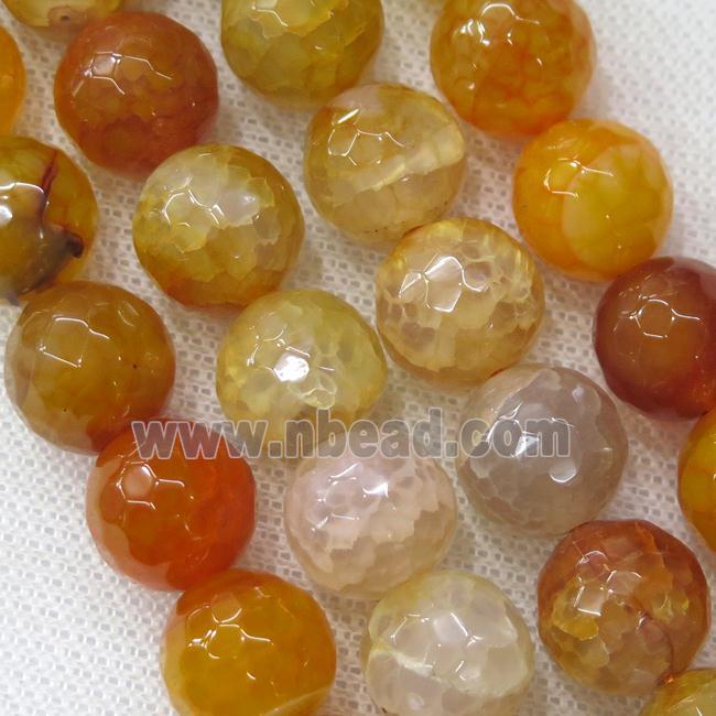 orange crackle Agate Beads, faceted round