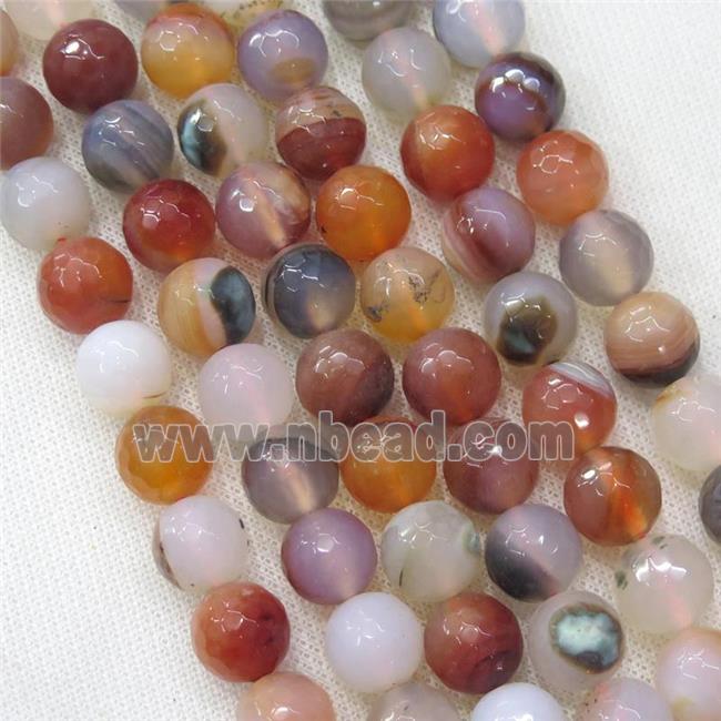 natural Agate Beads, faceted round, mixed color