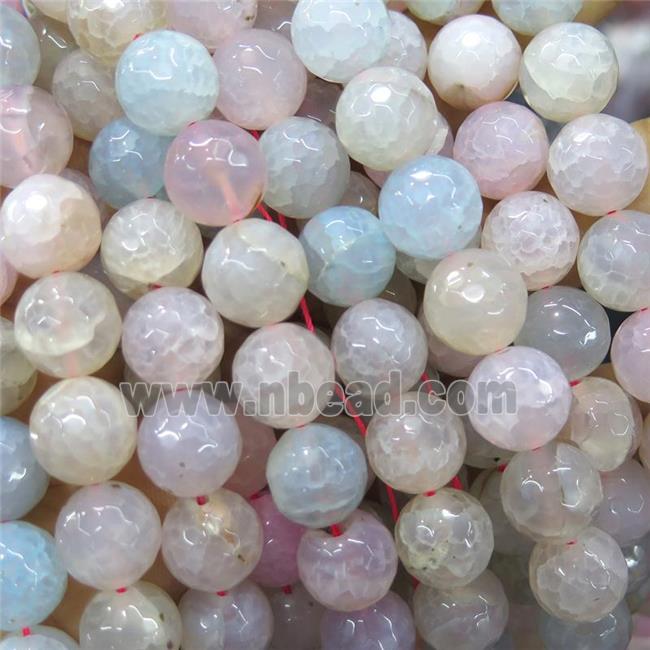 crackle Agate Beads, faceted round, mixed color