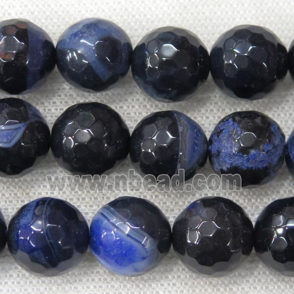 blue Druzy Agate beads, faceted round