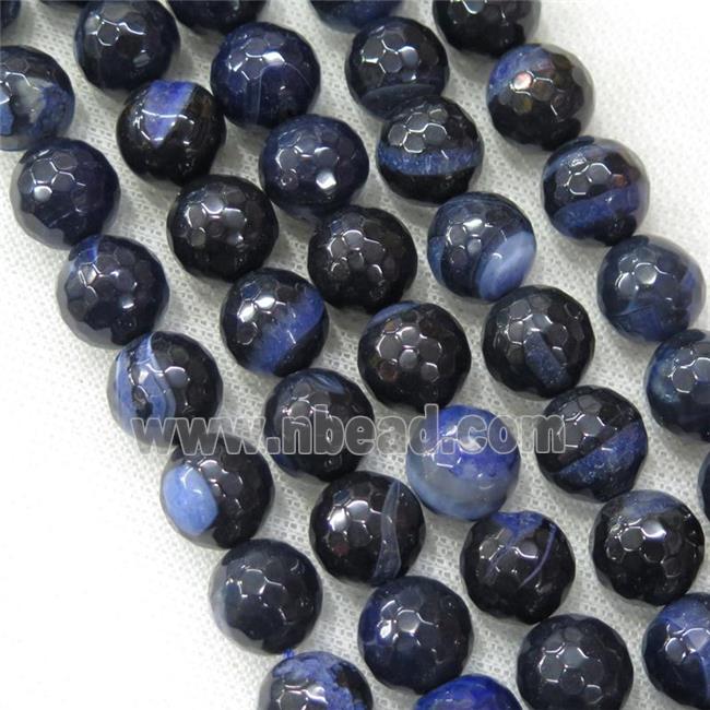 blue Druzy Agate beads, faceted round