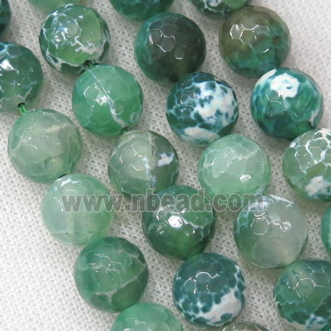 green Fire Agate Beads, faceted round