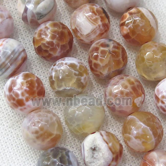 lt.red Fire Agate Beads, faceted round