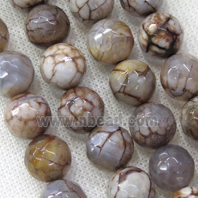 coffee veins Agate Beads, faceted round