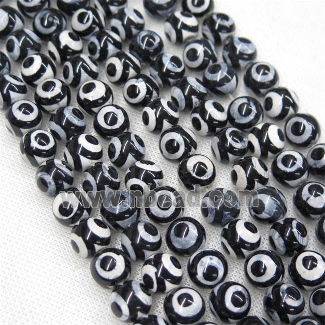 round black Tibetan Agate eye Beads