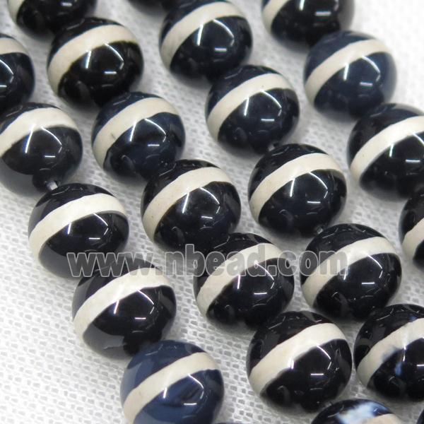 round black Tibetan Agate Beads, line