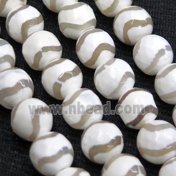 faceted round Tibetan Agate Beads, wave