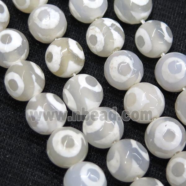 faceted round Tibetan Agate Beads, eye