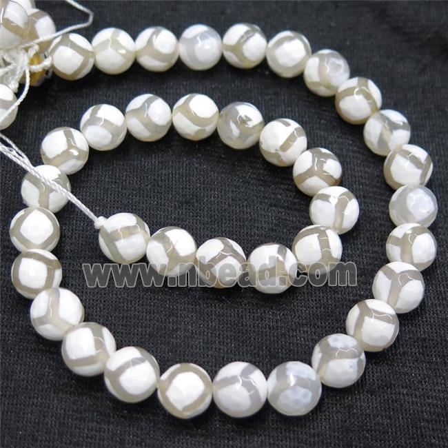 faceted round Tibetan Agate Beads, football