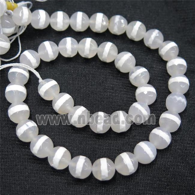 faceted round Tibetan Agate Beads, line