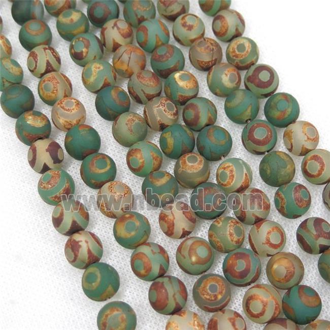 round green Tibetan Agate Beads, eye, matte