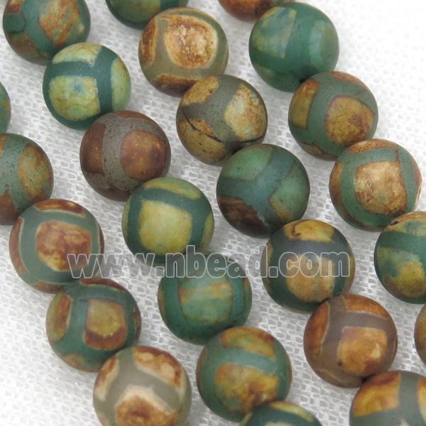 round green Tibetan Agate Beads, football, matte