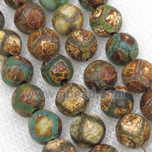 round green crackle Tibetan Agate Beads, football
