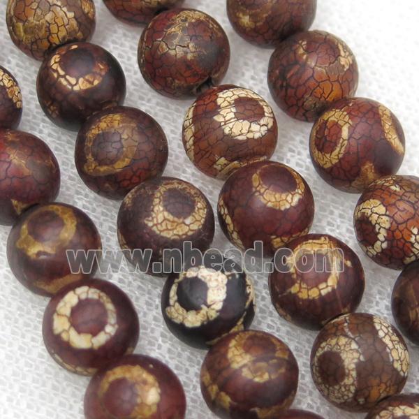 round crackle Tibetan Agate Beads, line, antique red