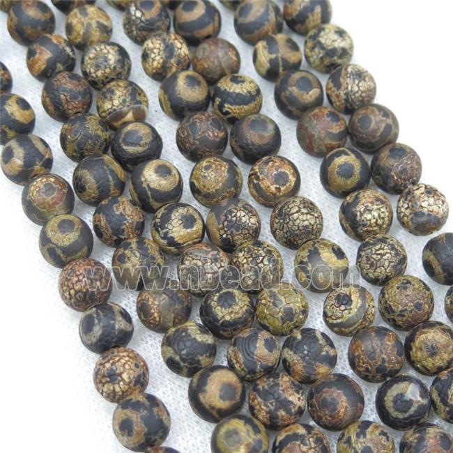 round black crackle Tibetan Agate Beads, eye