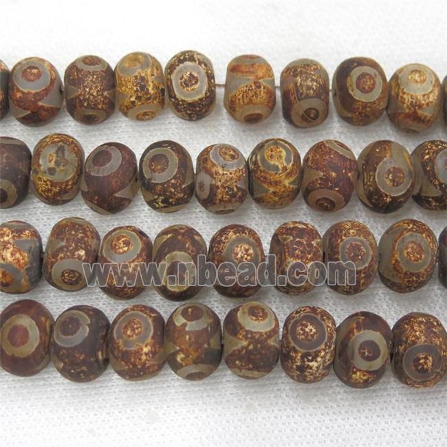 matte tibetan agate rondelle beads, football, antique coffee