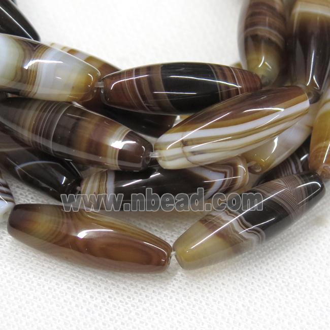 coffee striped Agate rice beads