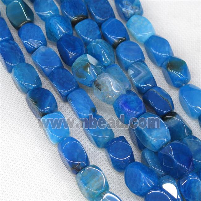 blue Agate beads, faceted cuboid