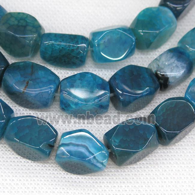 aqua Agate beads, faceted cuboid