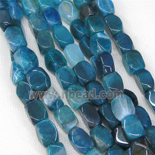 aqua Agate beads, faceted cuboid