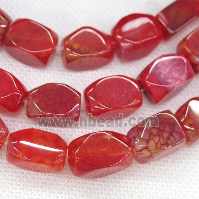 red Agate beads, faceted cuboid
