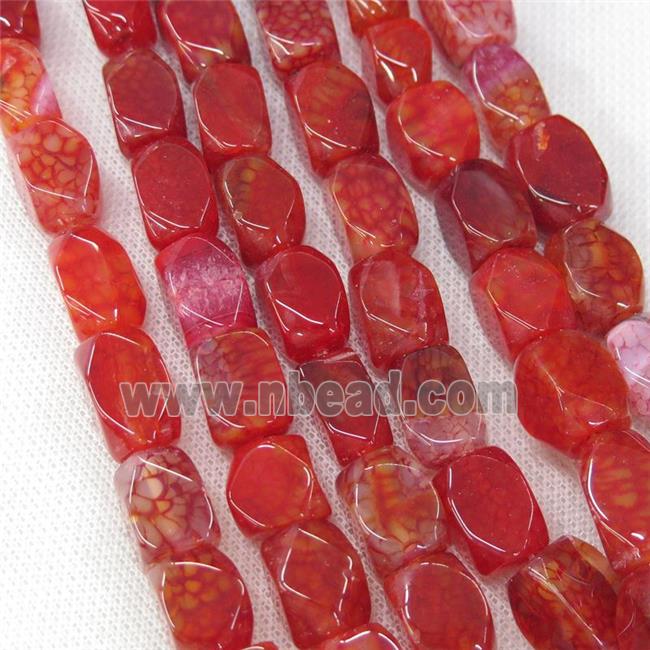 red Agate beads, faceted cuboid