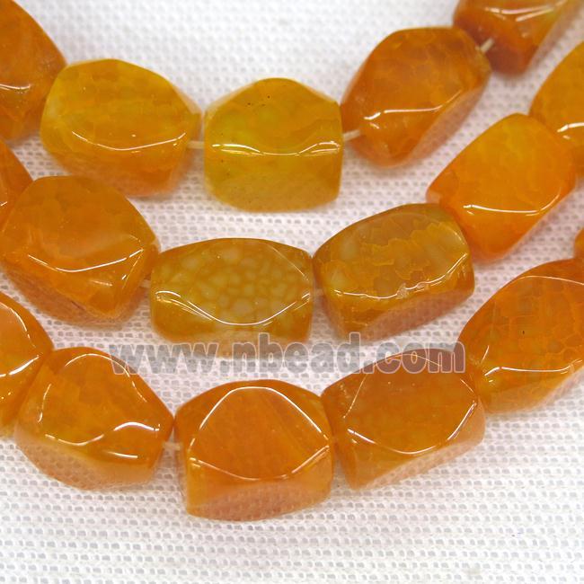 orange Agate beads, faceted cuboid