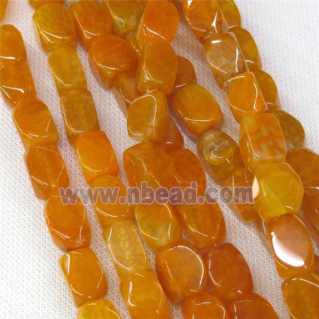 orange Agate beads, faceted cuboid
