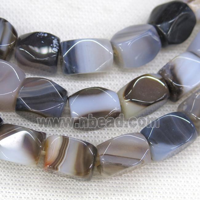 whiteblack Agate beads, faceted cuboid