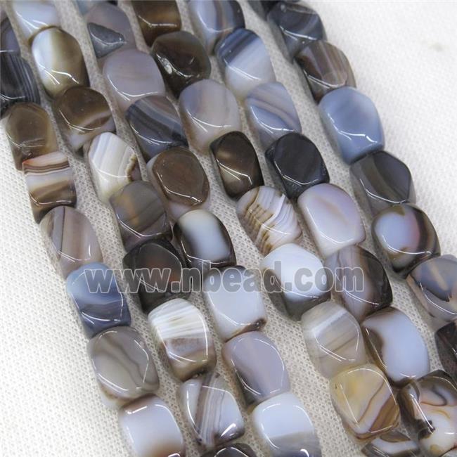 whiteblack Agate beads, faceted cuboid