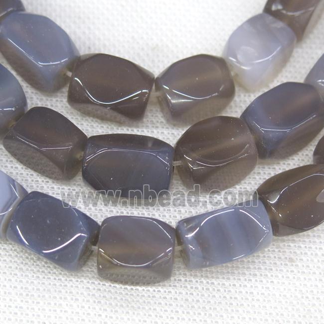 gray Agate beads, faceted cuboid