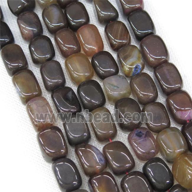 coffee Agate beads, faceted cuboid