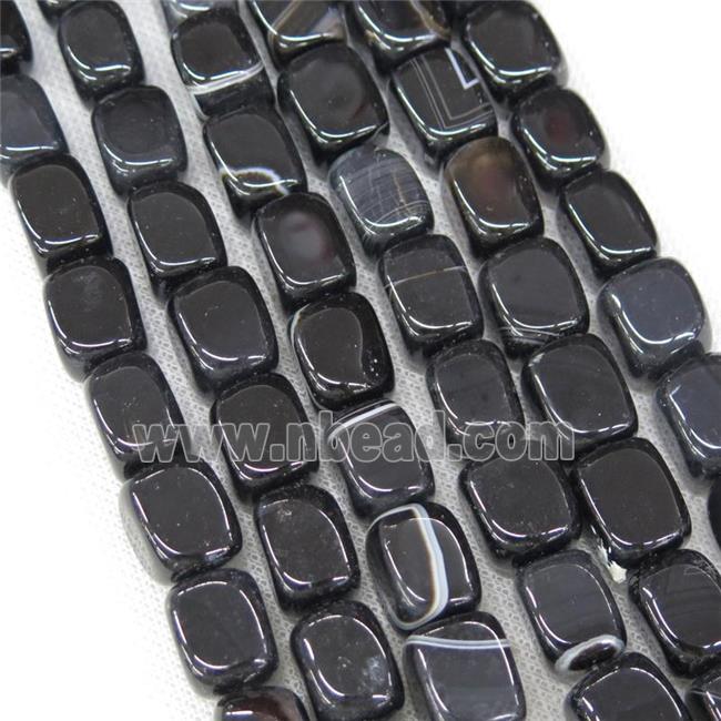 black Agate beads, faceted cuboid