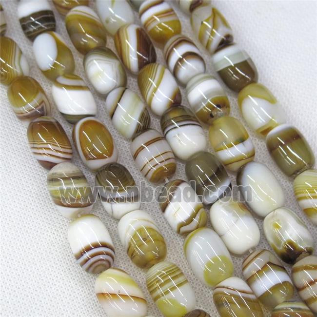 coffee stripe Agate barrel beads