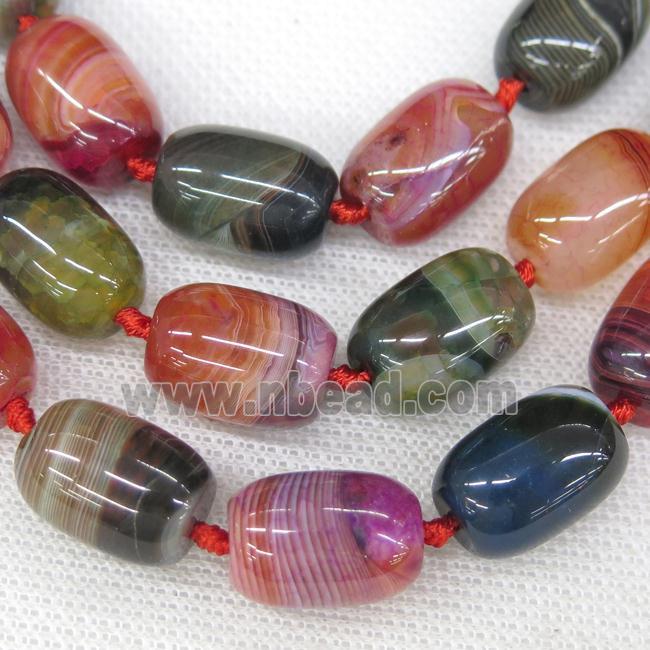 mixed Agate barrel beads with knot