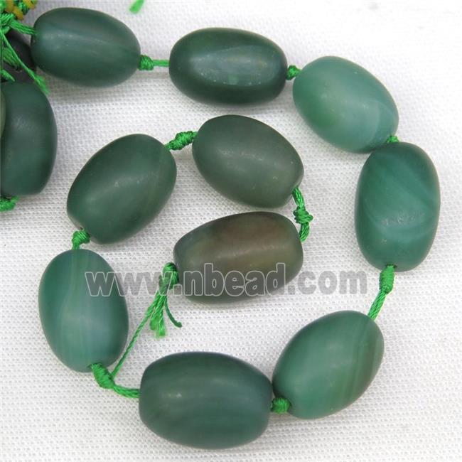 natural green Agate barrel beads, matte