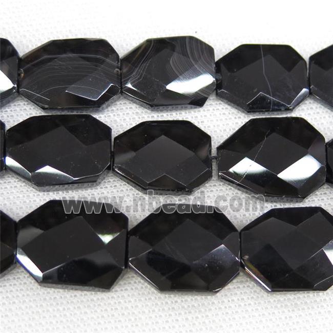 natural black Onyx Agate slab beads, faceted freeform