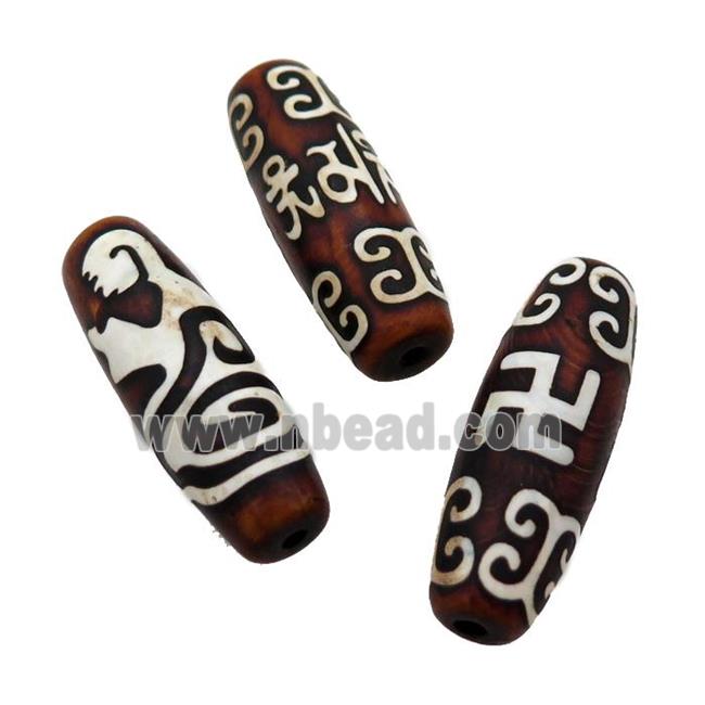 tibetan DZi Agate barrel beads, mixed