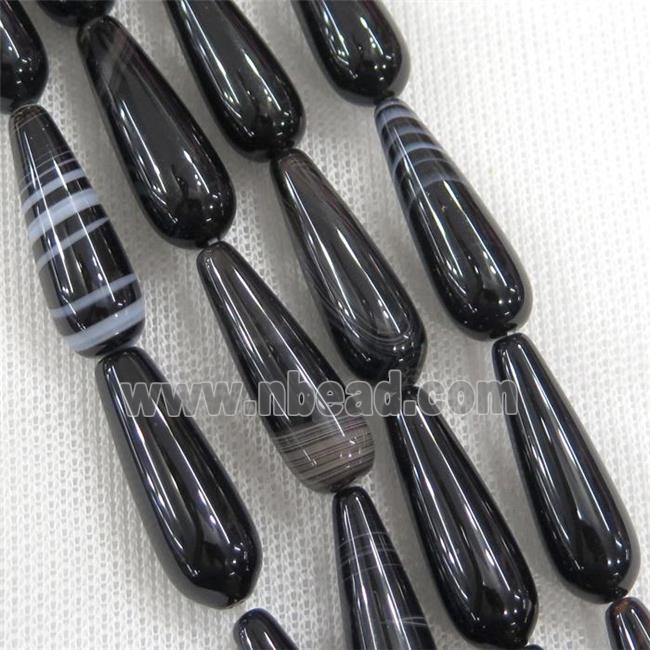 black stripe Agate teardrop beads