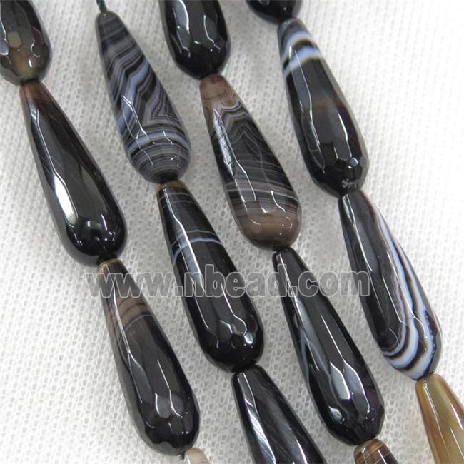 black stripe Agate beads, faceted teardrop