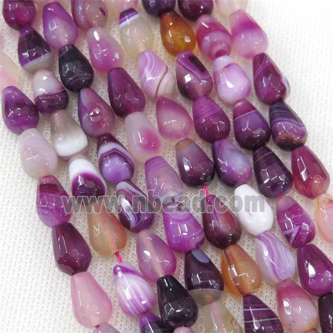 purple stripe Agate beads, faceted teardrop