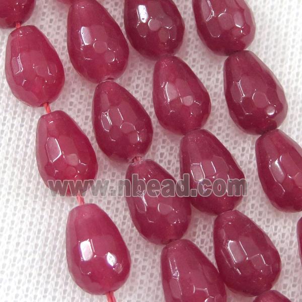 red Agate Beads, faceted teardrop