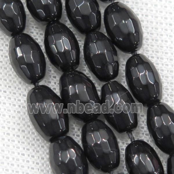 black Agate beads, faceted barrel