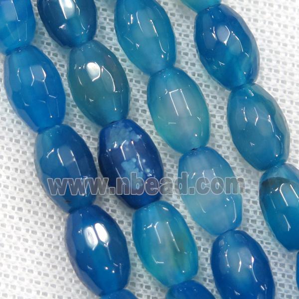 blue Agate beads, faceted barrel